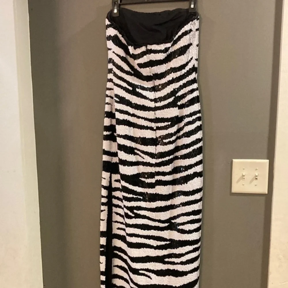 Black and White Sequin Prom Dress